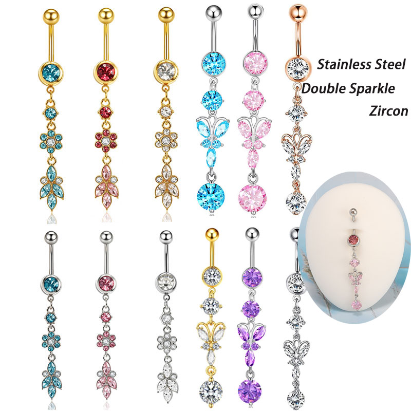 1pc Mixed Style Dangle Belly B - Body Jewelry Co recension och pris