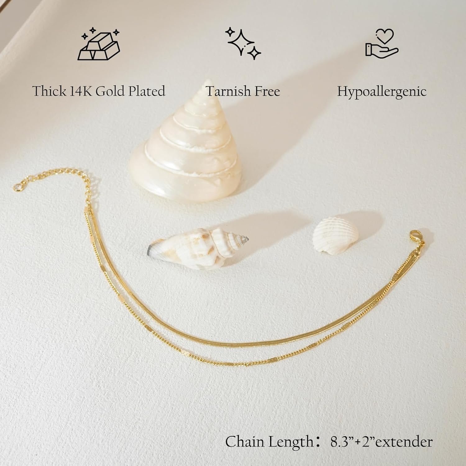 Ankle Bracelets for Women 14k  - Body Jewelry Real Gold recension och pris