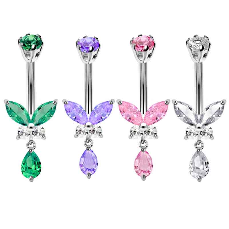 14G Dangle Butterfly Belly Rin - Body Jewelry Co recension och pris