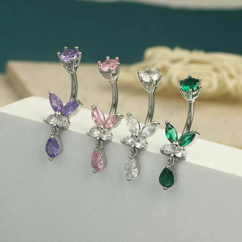 14G Dangle Butterfly Belly Rin - Body Jewelry Co recension och pris