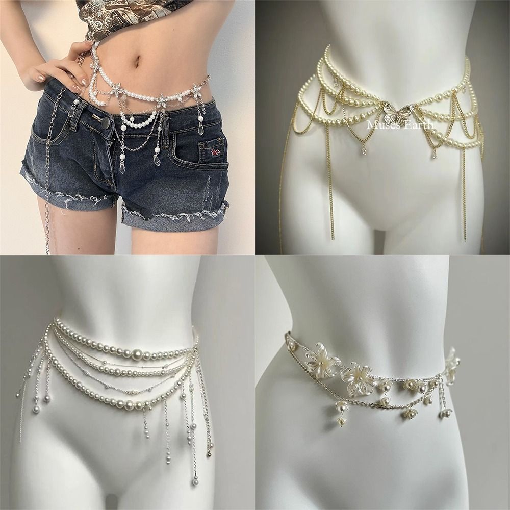 Fashion Elegant Pearl Waist Ch - Body Jewelry Waist Chains recension och pris