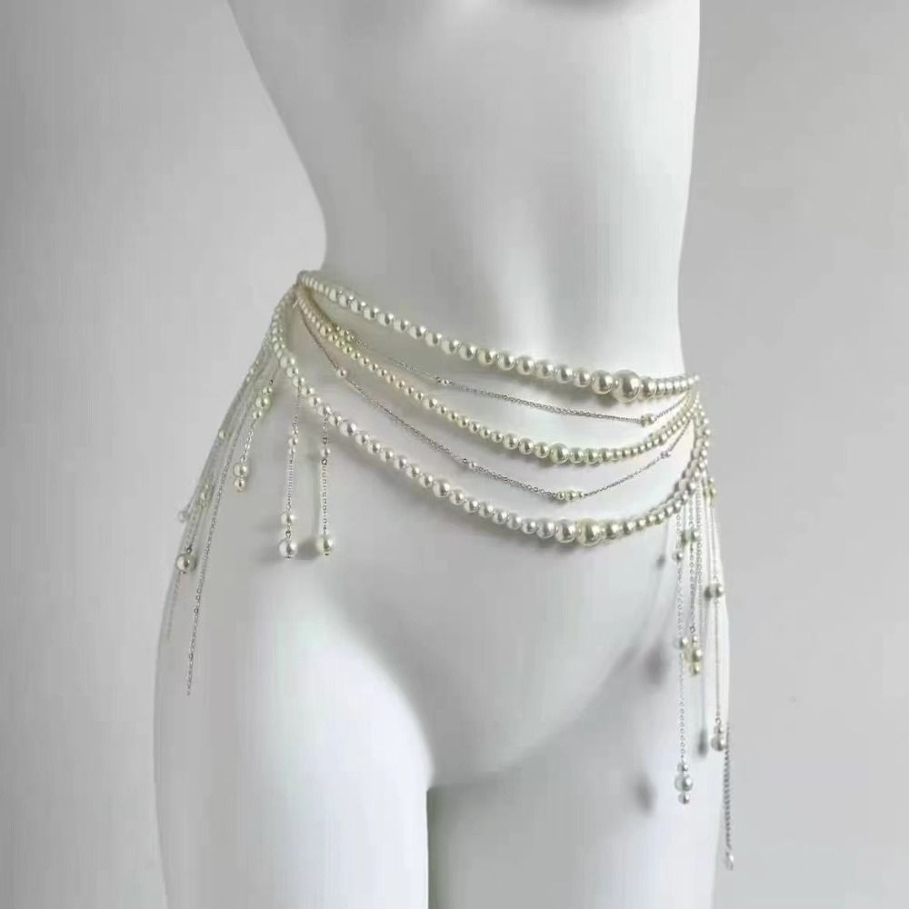 Fashion Elegant Pearl Waist Ch - Body Jewelry Waist Chains recension och pris